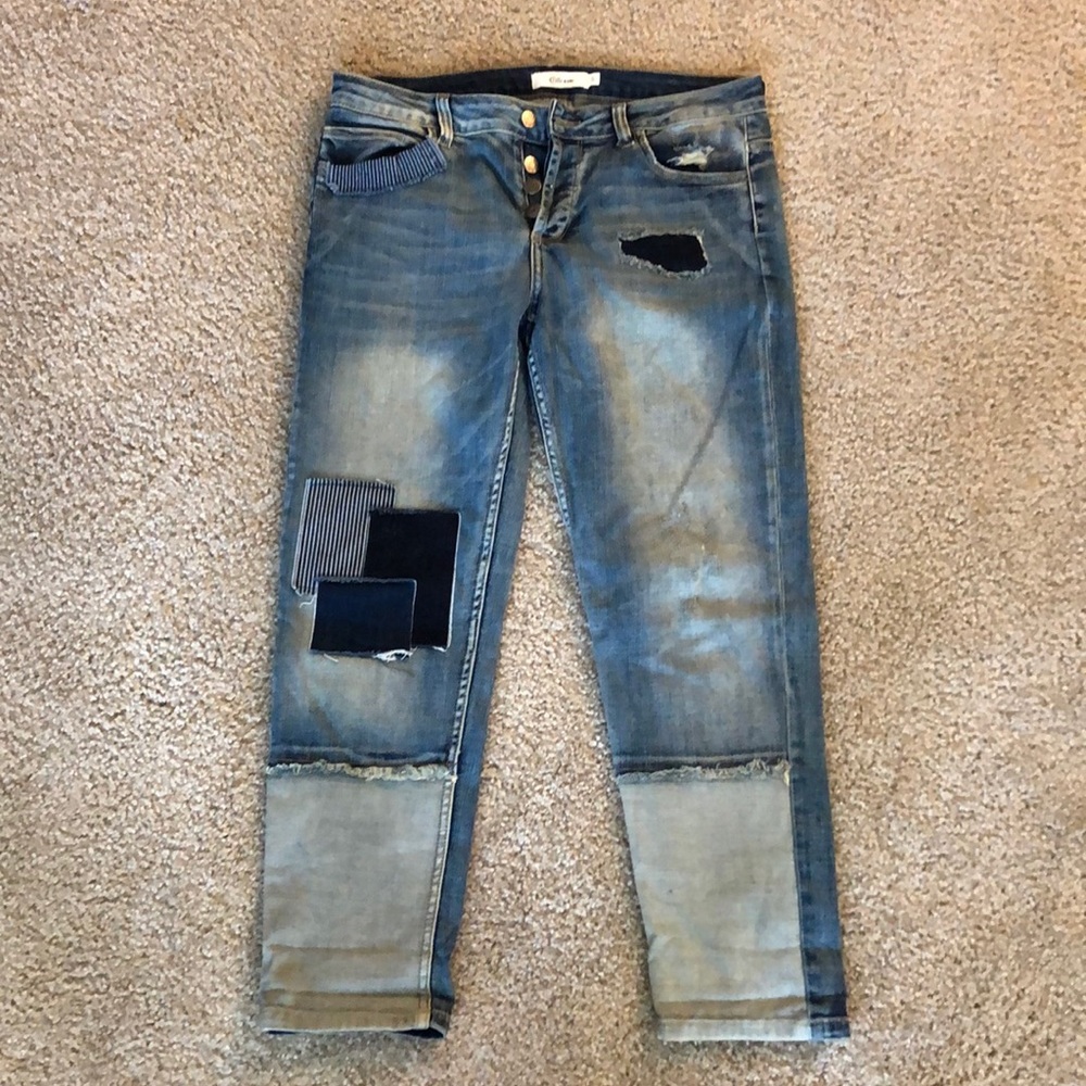 Cello Patchwork Boyfriend Button Fly Jean - image 2